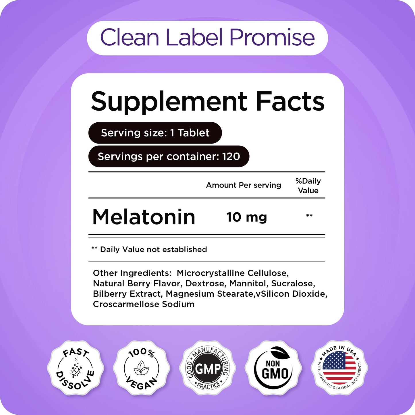 Balancebreens Melatonin 10mg Fast-Dissolve, 120 Tablets – Natural Sleep Aid for Restful Nights, Drug-Free Support for Relaxation and Tranquility