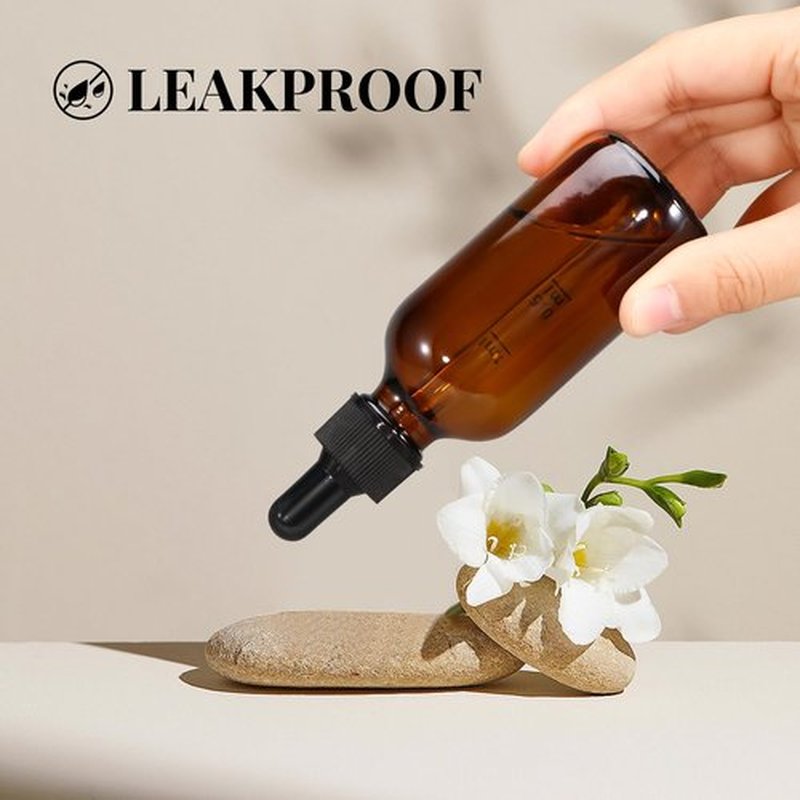 UMETASS 2 oz Dropper Bottles 60ml Thick Dark Amber Glass Tincture Bottles with Eye Droppers - Leakproof Essential Oils Bottles (6pcs-Brown-2oz)
