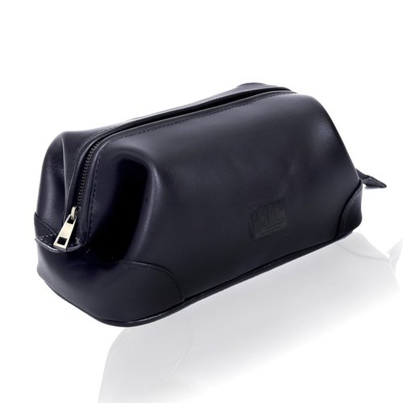 HLC Leather Toiletry Bag for Men - Best Gift for Men - Premium Genuine Leather Dopp Kit Shaving Kit Organizer Travel Kit Pouch Bag for Men - Large Size (Black)