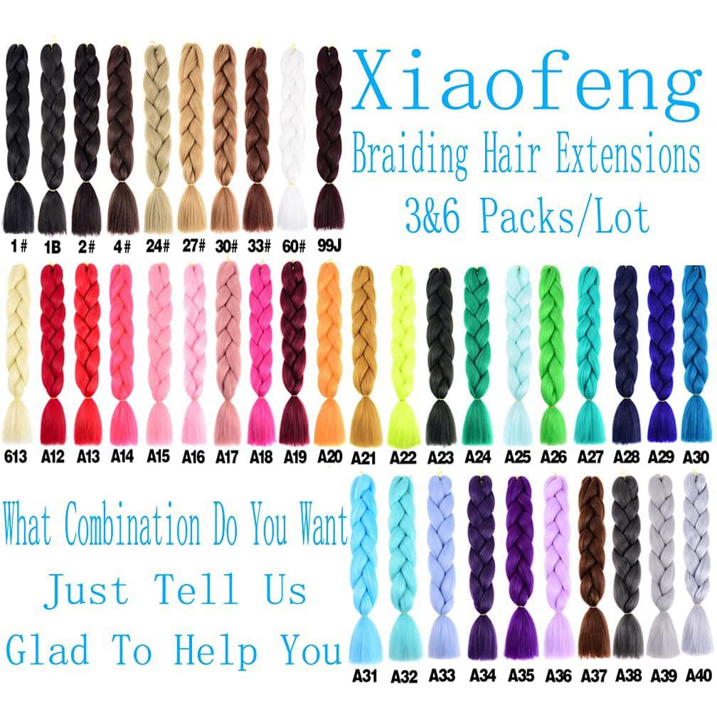 Xiaofeng Colorful Ombre Braiding Hair Extensions 24 Inch 3 Packs High Temperature Jumbo Crochet Braiding Hair for Box Twist Braids (24 Inch (Pack of 3), Peak green to Yellow green)