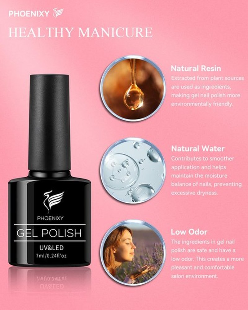 PHOENIXY 61 PCS Gel Nail Polish Kit with U V LED Light, 40 Colors Gel Nail Polish Set with 48W U V LED Nail Lamp Manicure Starter Gel Nail Kit Base Top Coat Gifts for Women SS9010