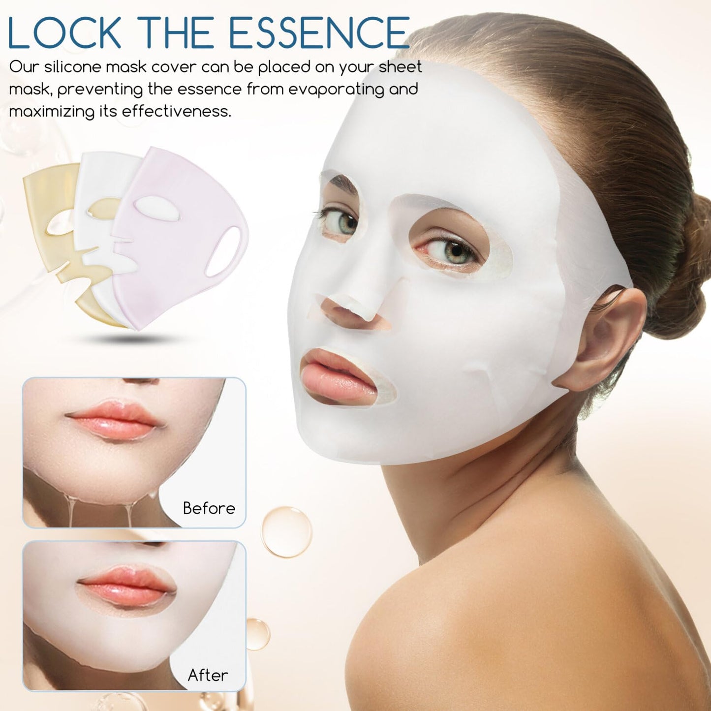 FRCOLOR Reusable 3D Silicone Cover for Women Ladies Soft Non-Irritating Sheet Mask Holder to Prevent Essence Evaporation and Maximize Absorption Skincare Tool
