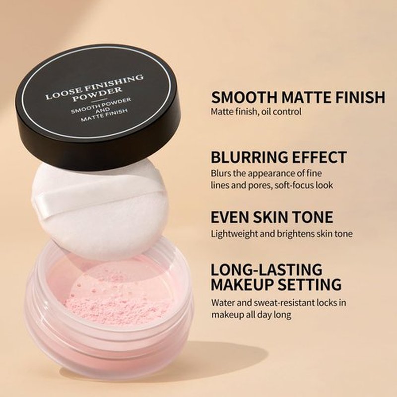 Erinde Blurring Setting Powder, Loose Face Powder with Finishing Powder Puff, Matte Finish, Lightweight, Long-Lasting, Soft Focus Natural Face Makeup for Uneven Skin Tone, Natural