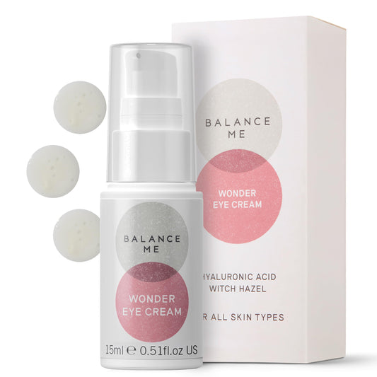 Balance Me Wonder Eye Cream for Dark Circles, Puffy Eyes Treatment with Hyaluronic Acid, Witch Hazel & Cucumber Oil, Anti-Aging, Anti Wrinkle Eye Cream, (1 x 0.5 fl oz)