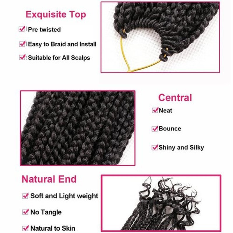 URNICE 7 Packs 10 Inch Crochet Box Braids Hair with Curly Ends Prelooped Goddess Box Braids Crochet Hair Braiding Hair Crochet Braids Hair for Black Women (10 Inch ( Pack of 7 ), 1B#)