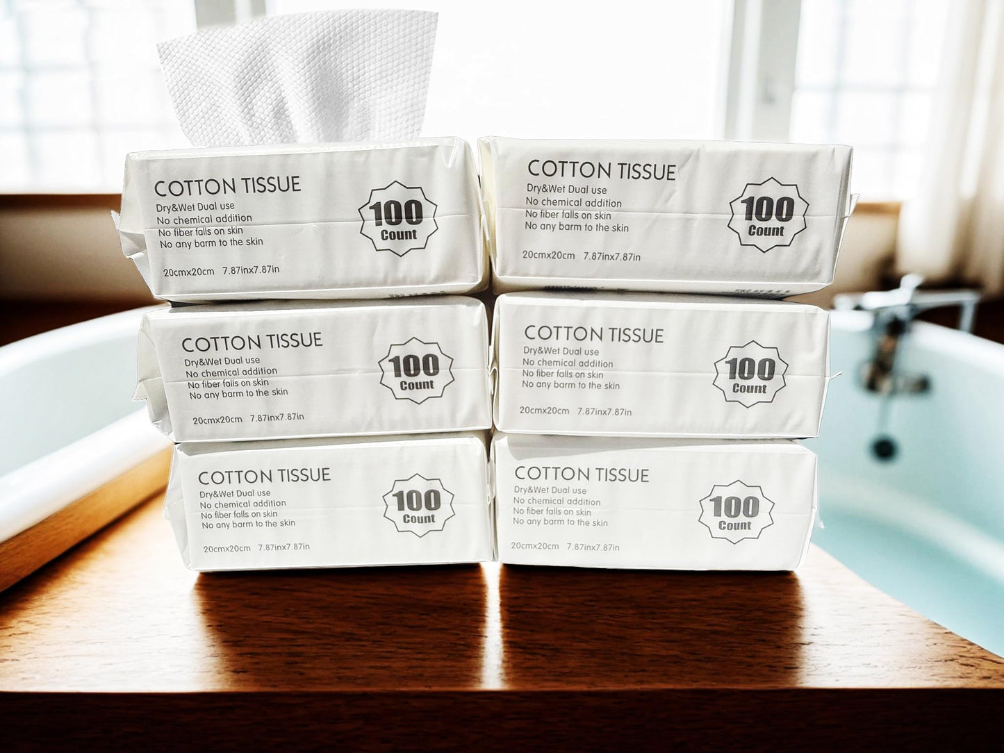 Disposable Cotton Facial Cleansing Dry Wipes, White, Soft Towelettes for Face, 600 Count (Pack of 6)