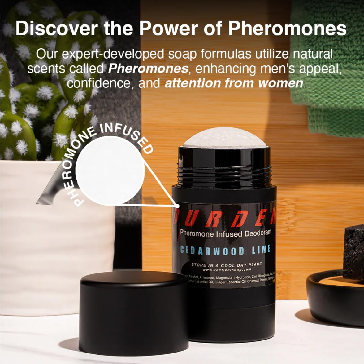 Durden Natural Deodorant for Men - Pheromone Infused, Aluminum Free, Cedarwood Scent