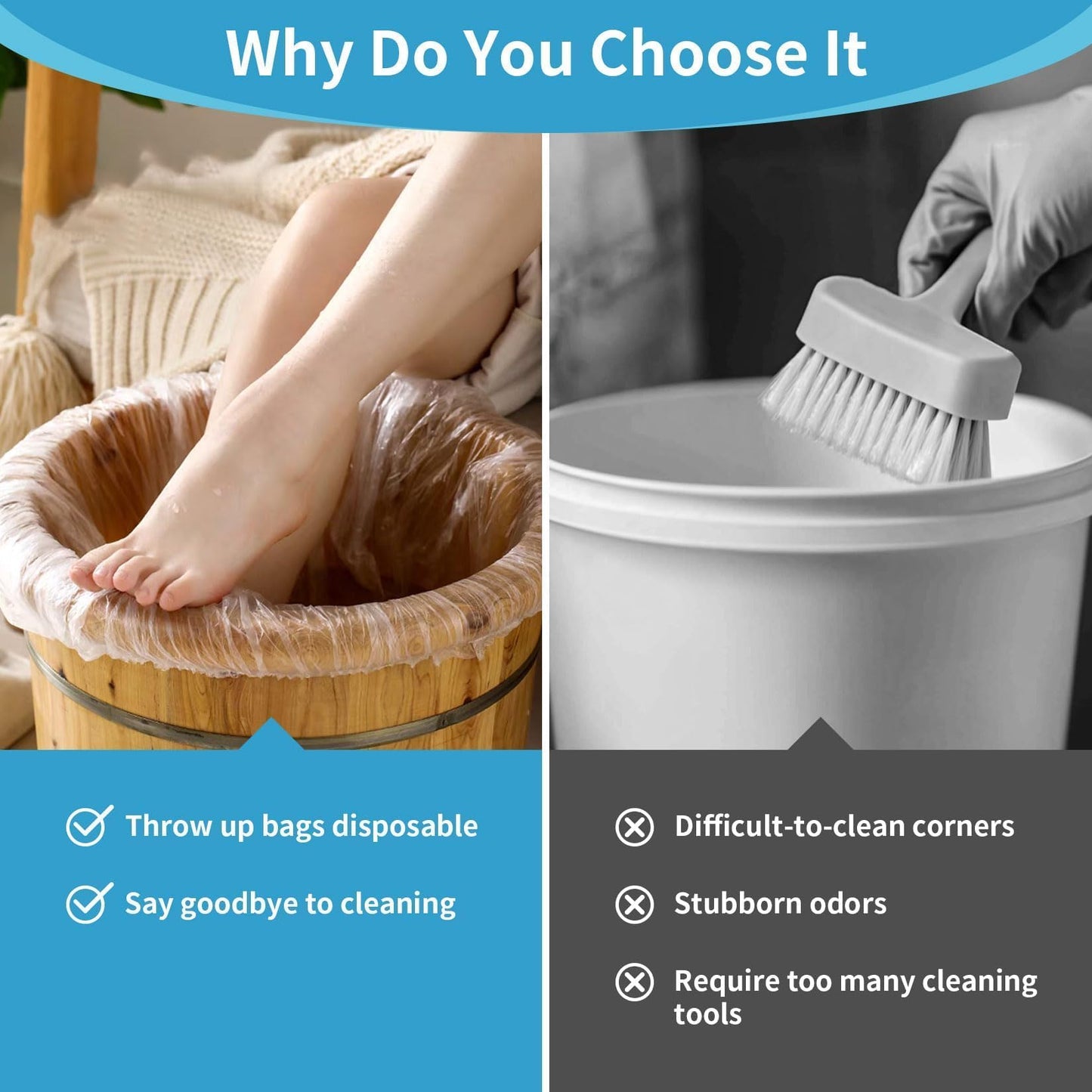 RAQEHO 25PCS Pedicure Liners Disposable - Plastic Footsie Footbath Foot Soak Bath Spa Pedicure Bowl Liners Disposable Covers Bags for Feet Basin Soaking Bucket Tub Productos Para Pedicura Spa Supplies