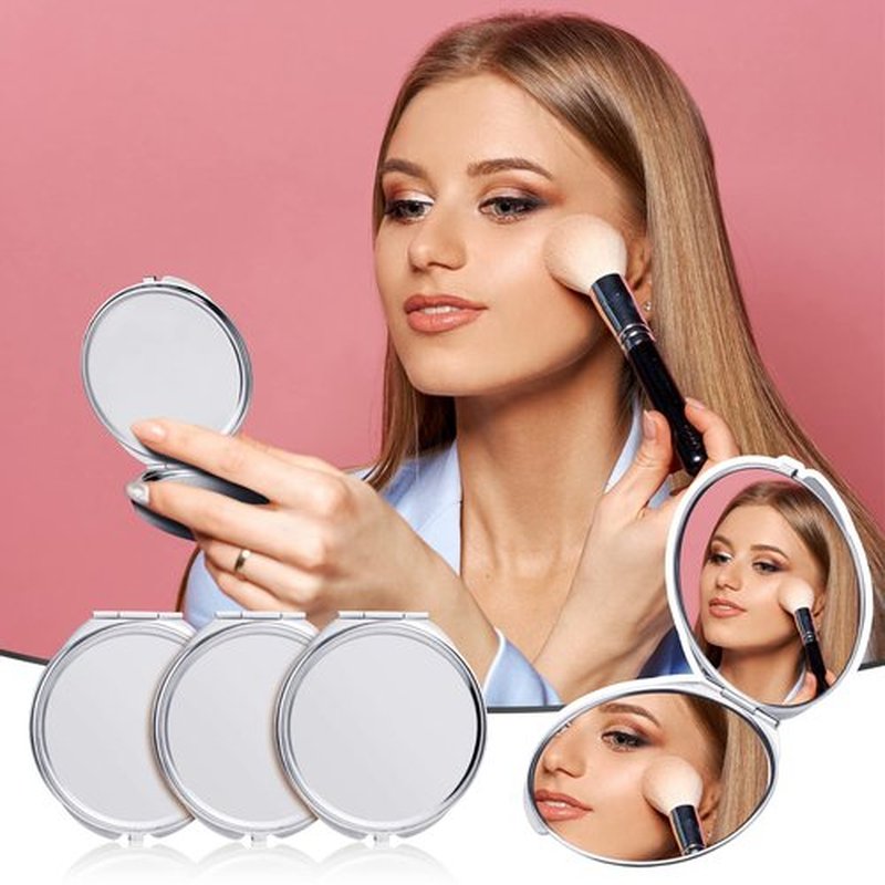 Yalikop 8 Pcs Compact Mirror Bulk with 1X 2X Magnification Double Sided Mini Travel Makeup Mirror Small Portable Pocket Mirror Folding Round Purse Compact Mirrors for Women Bridesmaid Gifts(Silver)