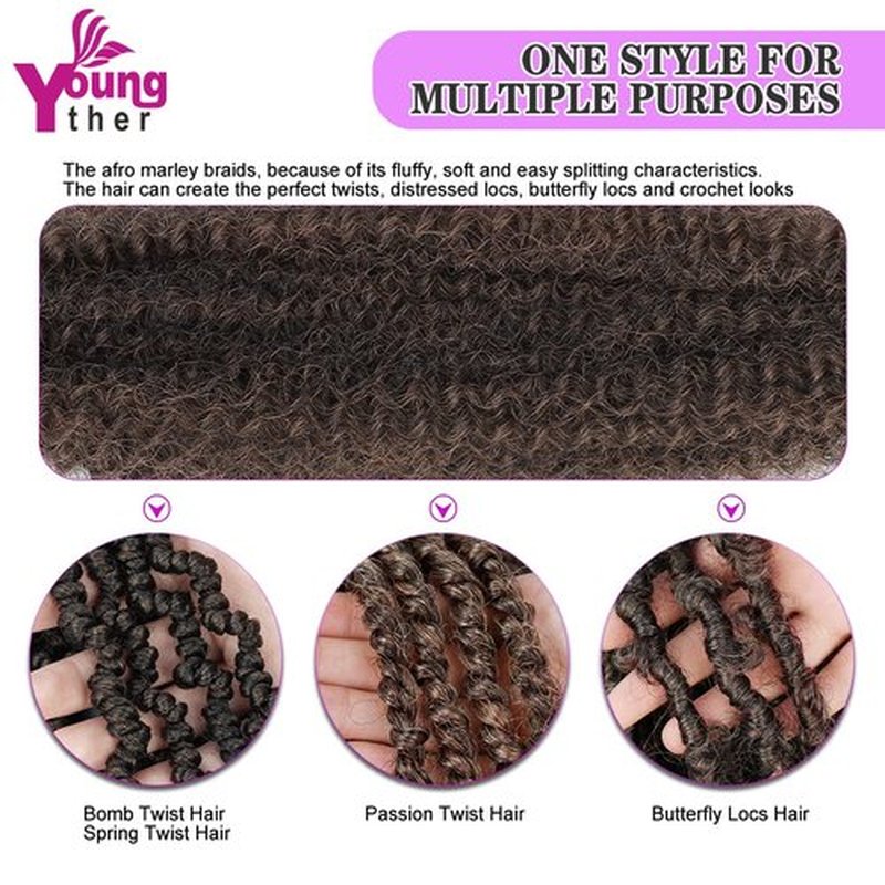 7 Packs Pre-Stretched Marley Twist Braiding Hair 16 Inch Soft Springy Afro Twist for Faux Locs Crochet Hair Spring Twist Braiding Hair Extension(16 Inch (Pack of 7), T30)