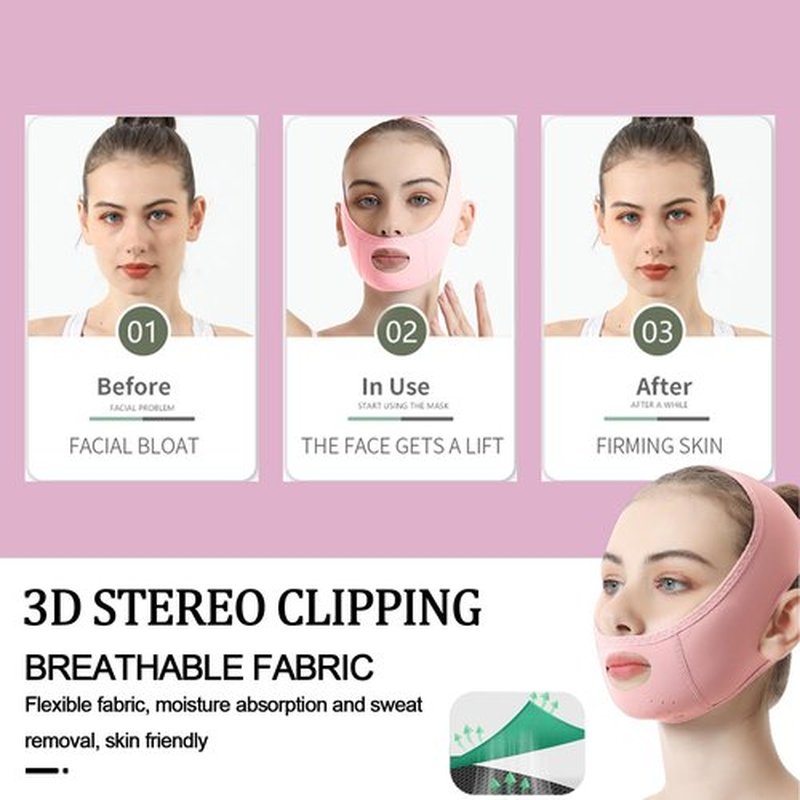Face Lift Mask, Reusable Face Lift Tape, 2024 New V-Wire Face Lift Mask, Double Chin Lift Bandage, V-Mask Face Lift Straps, Pink Ice Silk Breathable Face Belts for Men and Women, Pink