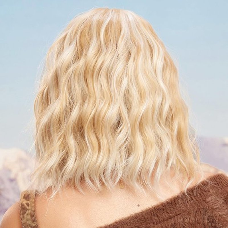 BERON 14 Inches Mix Blonde Wigs Wig with Bangs Short Wavy Bob Wig Blonde Wig for Women Girls