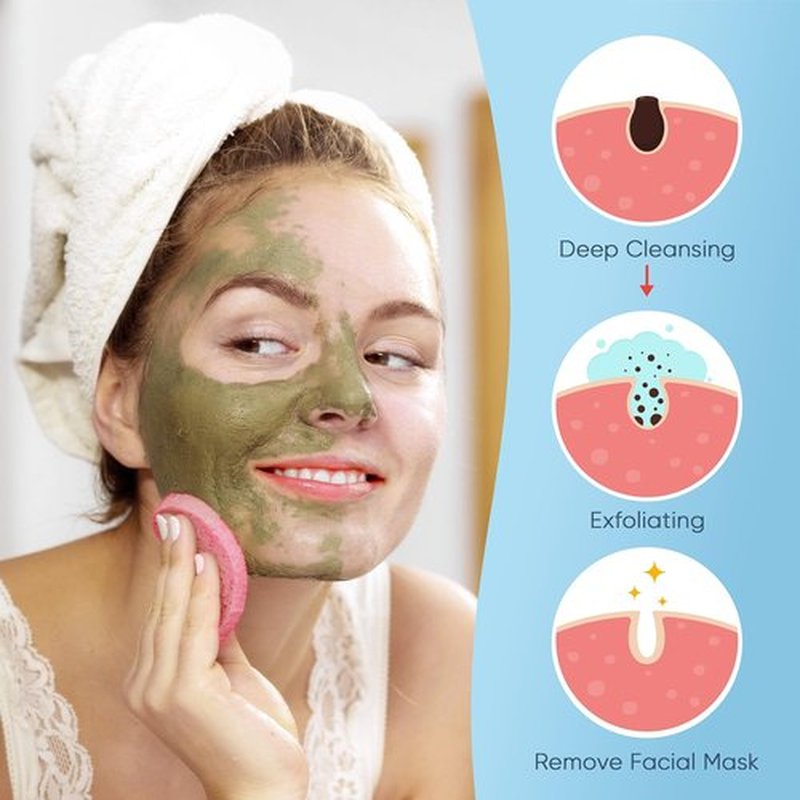 GAINWELL 50-Colored Natural Compressed Facial Sponges, for Facial Cleansing, Reusable & Eco-Friendly, 50 PCS