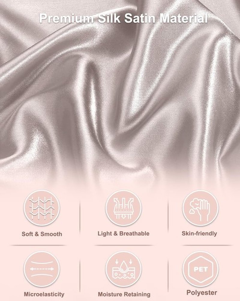Years calm Silk Bonnet for Sleeping Women, Double Layer Soft Ajustable Elasticity Band Satin Bonnet for Sleeping Hair - Sleep Shower Caps (Silvery, One Size)