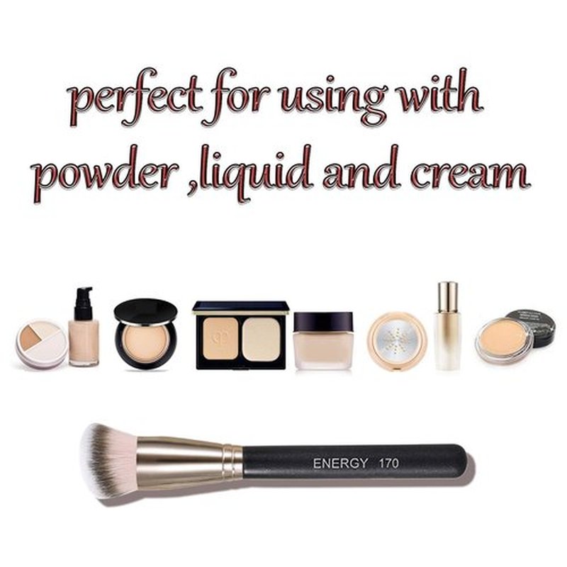 ENERGY Foundation Brush for Liquid Makeup Premium Makeup Brush for Flawless Liquid Cream Foundation Powder Cosmetics Blending Buffing Contouring Vegan Face Brush 170