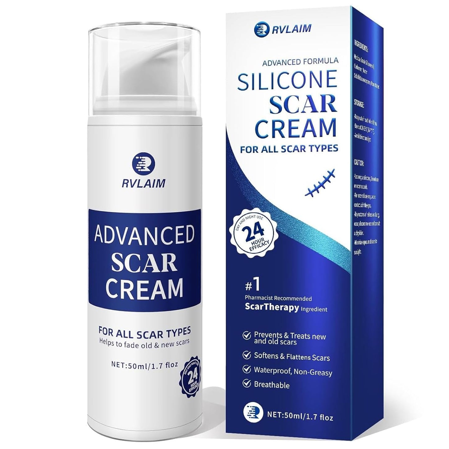 Scar Cream Scar Gel, Advanced Silicone Scar Gel, Professional Scar Removal Cream for Surgical Scars, Stretch Mark, Keloid Bump, C-Section, Old and New Scars