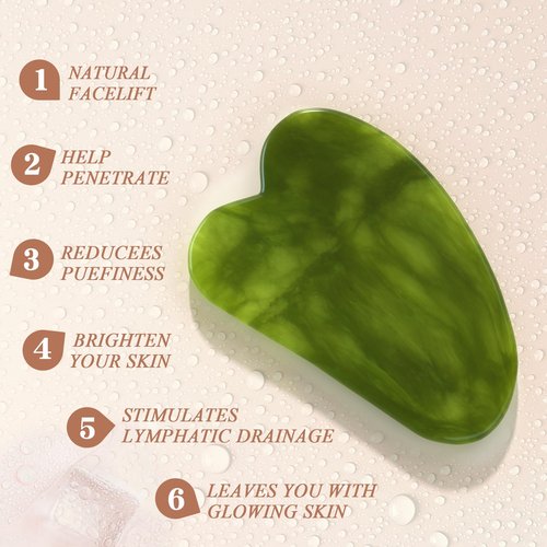 YLTNEUQER Jade Roller Gua Sha Set - Facial Skin Care Set, Facial Beauty Tools, Natural Beauty Skin Care Tools, Face Roller Massager for Face, Neck, and Eye Treatment,Gua Sha Facial Massager (Green)