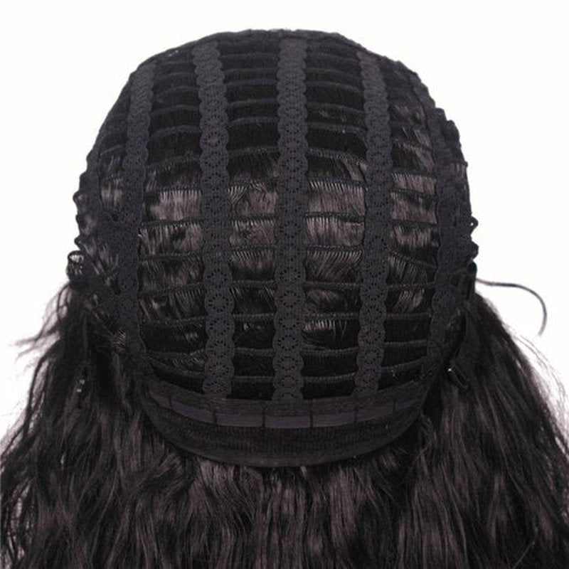 FantaLook Mens 80S Long Curly Black Rocker Costume Wig
