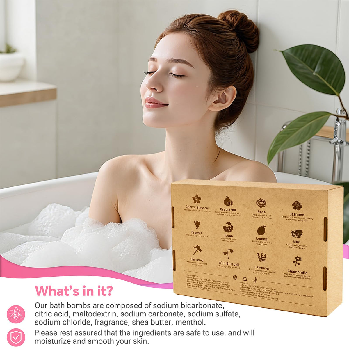 CalmNfiz Bath Bombs for Women, 12 PCS Bath Set, Natural Bubble Bathbombs with Shea Butter, Dry Skin Moisturizing, Present for Christmas, Birthday, Valentine’s Day for Mom, Wife, Her, Girls