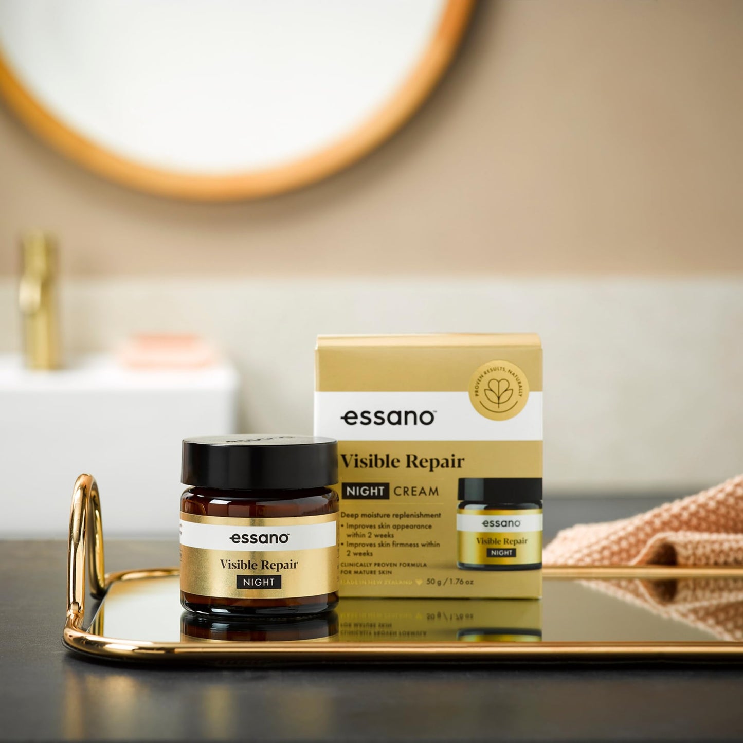 Essano Visible Repair Night Cream Face Moisturizer, Vitamin B3, Mature Skin Face Cream Supports Appearance of Fine Lines & Wrinkles, Cruelty Free, 50g