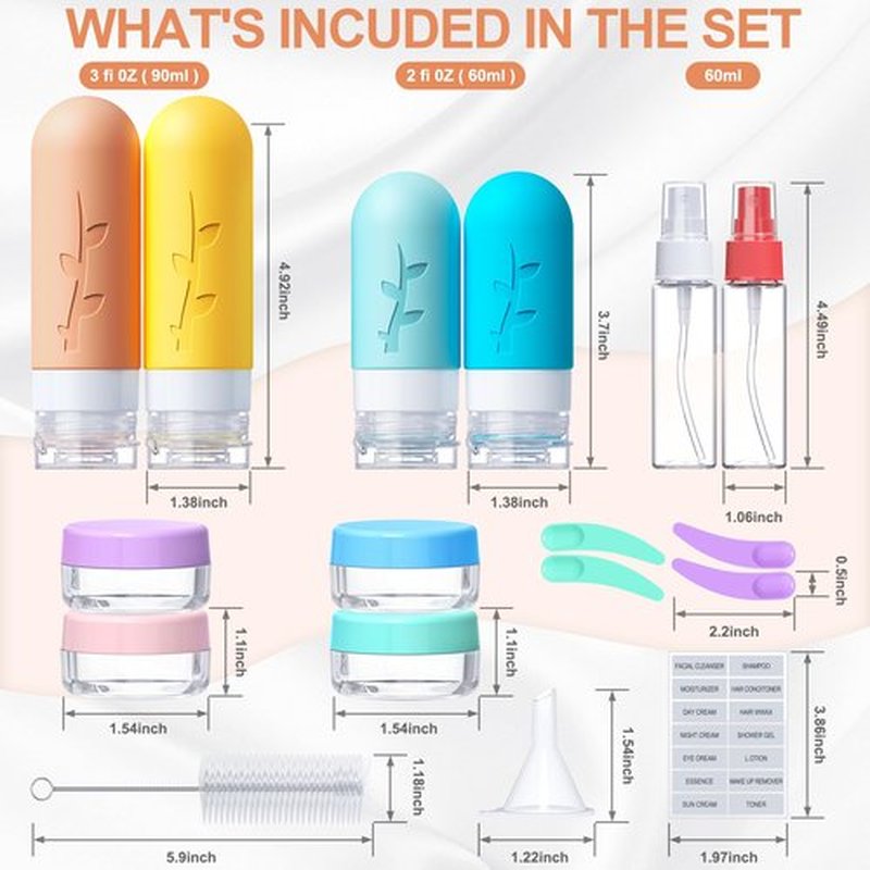 18 Pcs Travel Bottles for Toiletries, TSA Approved Silicone Travel Size Containers for toiletries Set, Refillable & Leakproof Travel Bottles Kit Travel Size Bottles