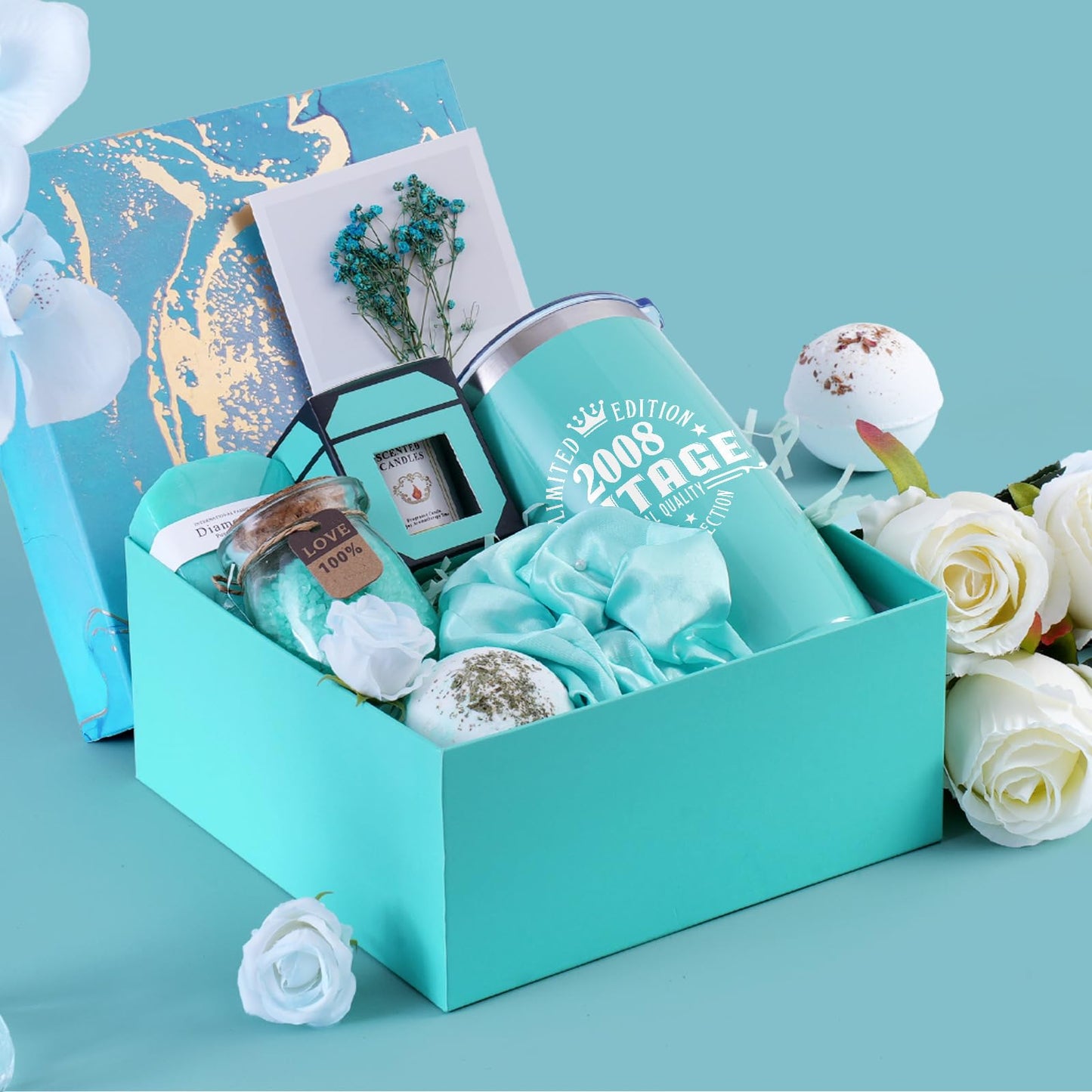 18th Birthday Gifts Women Spa Bath Basket Body Works Set For Yong Teenage Girl Daughter Friends Bestie College Student Classmate 18 Years Old Best Vintage 2008 Birthday Graduation Thanksgiving Gift