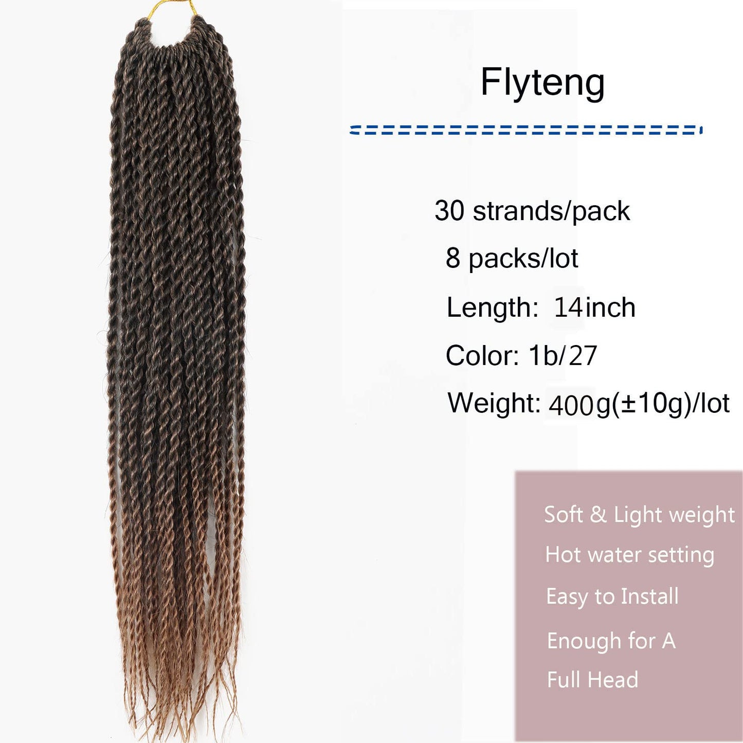 14 Inch 8Packs Senegalese Twist Hair Crochet Braids 30Stands/Pack Synthetic Braiding Hair Extensions for Black Women (14 Inch, T1B/27)