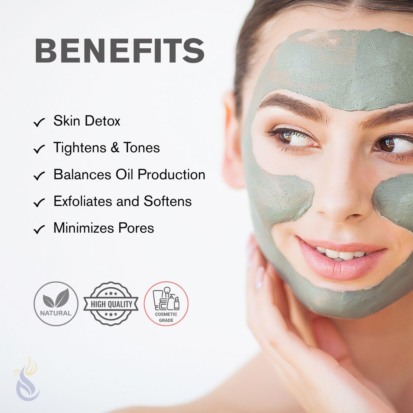 ClearLee Bentonite Clay Cosmetic Grade Powder - 100% Pure Natural Powder - Indian Clay - Great For Skin Detox, Rejuvenation, and More - Heal Damaged Skin - DIY Clay Face Mask (1 LB)