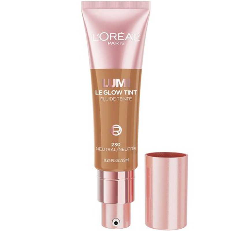 L’Oréal Paris Lumi Le Glow Skin Tint, Lightweight Water-Based Tinted Serum with Foundation-Like Coverage, Glow Illuminator, Neutral 230, 0.85 Fl Oz