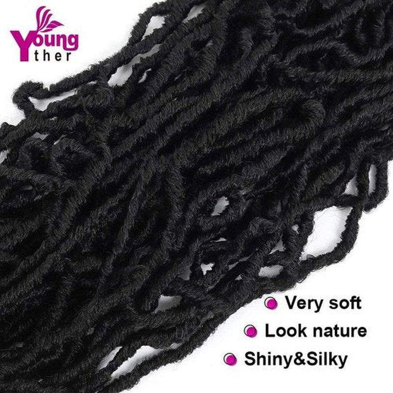 Youngther 24 Inch New Faux Locs Crochet Hair 6Pscks 84 stands Extensible New Goddess Soft Locs Crochet Hair Pre Looped Synthetic Crochet Braiding Hair for Black Women(24inch,6packs,1B)