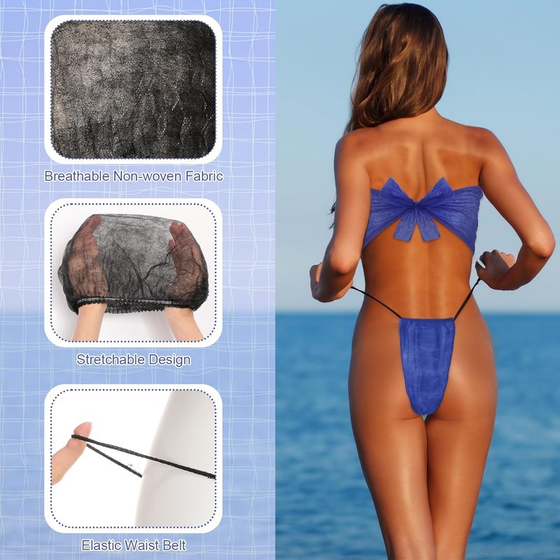 96 Pcs Spray Tanning Supplies Kit - Feet Pads, Hair Nets & Disposable Bra for Home or Salon | Navy Blue