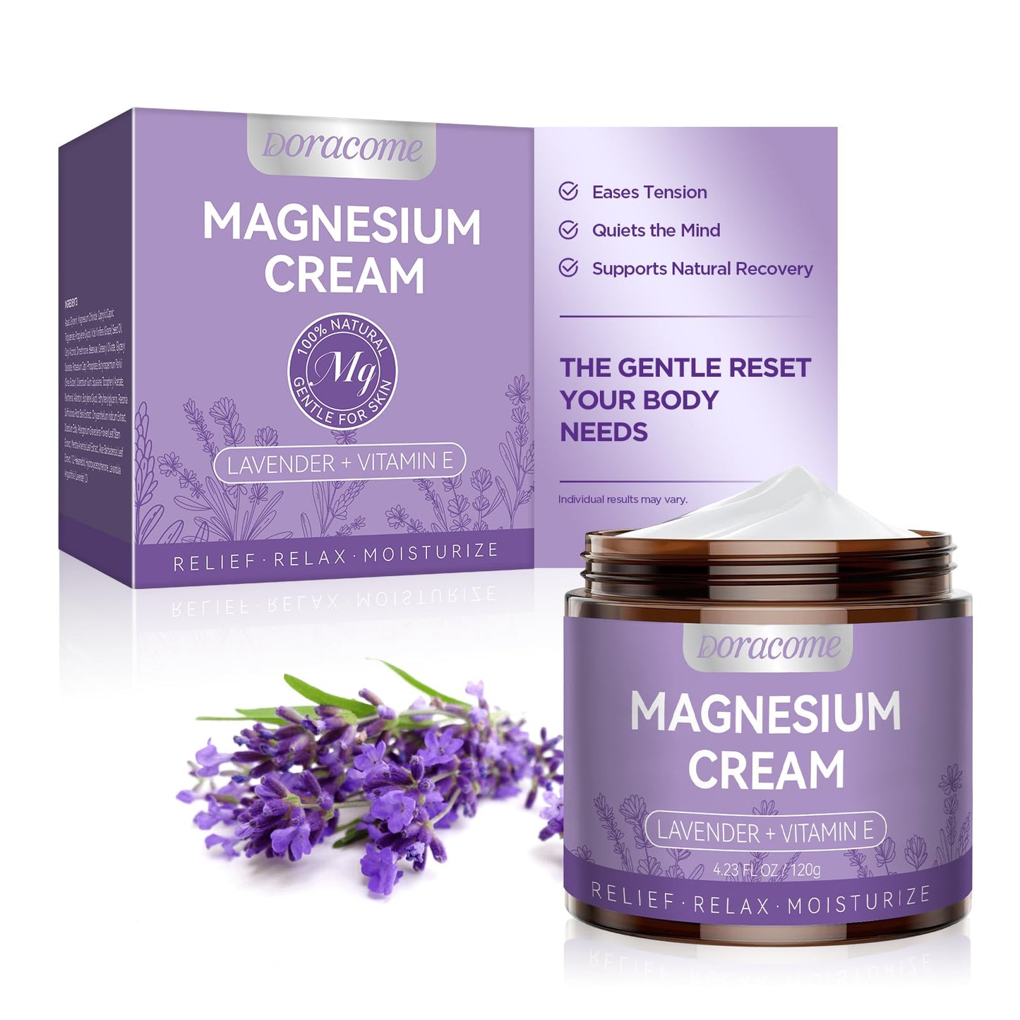 Doracome Magnesium Moisturizing Cream for Muscle Relief, Sleep Support and Stress Relief, Fast-Absorbing Formula,Skin Friendly,Lightly Scented