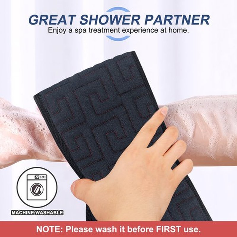 dodiff Exfoliating Back Scrubber for Shower, Double-Sided Widened Back Scrub Washcloth with Handles for Use in Shower, 39 Inches Body Exfoliator Bath Tool to Clean Your Body Deeply for Men & Women