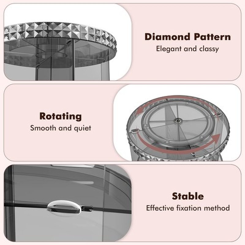 Rosoenvi Rotating Makeup Organizer, 360° Spinning Skincare Organizers, Adjustable Layer Cosmetic Storage Lazy Susan Makeup Organizers for Dresser Bathroom, Medium, Gray