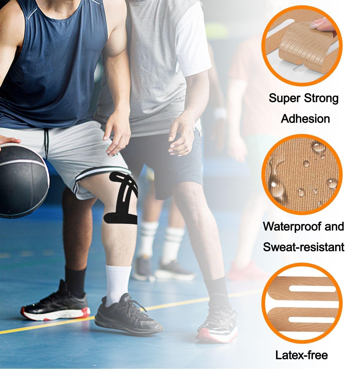 Kinesiology Tape for knees- 60 Pre-Cut Cotton Tape, Smile Line Patches, Frown Line Patches, Smoothing & Tightening sleep tape- Latex Free