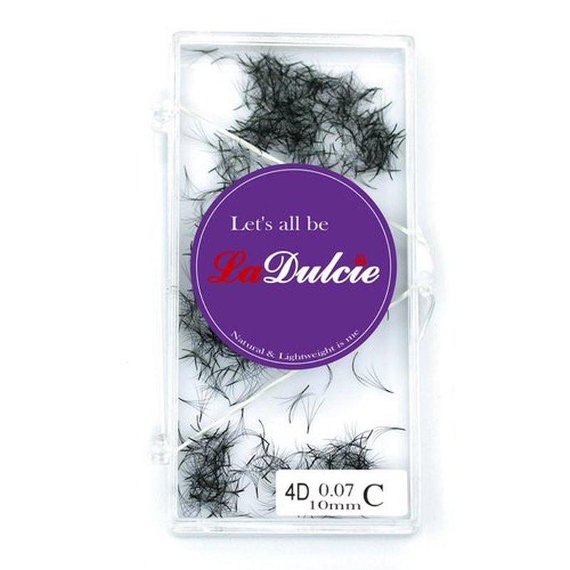 LaDulcie 1000 fans/box. Loose fans handmade pre fans volume eyelash, 0.07, thickness, soft, from VietNam (4D C 14mm)