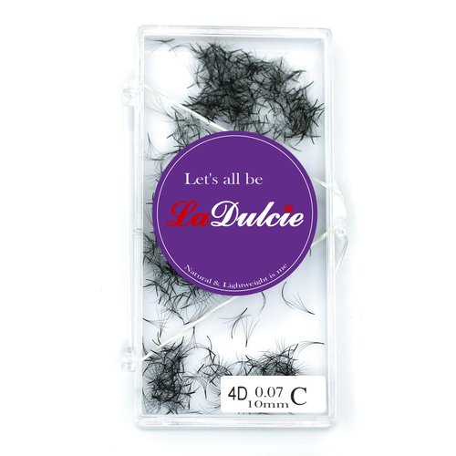 LaDulcie 1000 fans/box. Loose fans handmade pre fans volume eyelash, 0.07, thickness, soft, from VietNam (4D C 14mm)