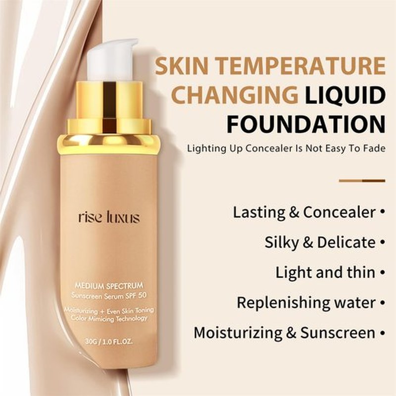 Rise Luxus Ultrablend 4 in 1 Foundation, Rise Luxus Foundation, 4 in 1 Foundation Liquid with Spf 50, Natural Foundation Medium Spectrum, 4 in 1 Concealer, Long-Lasting Moisturizing-3pcs