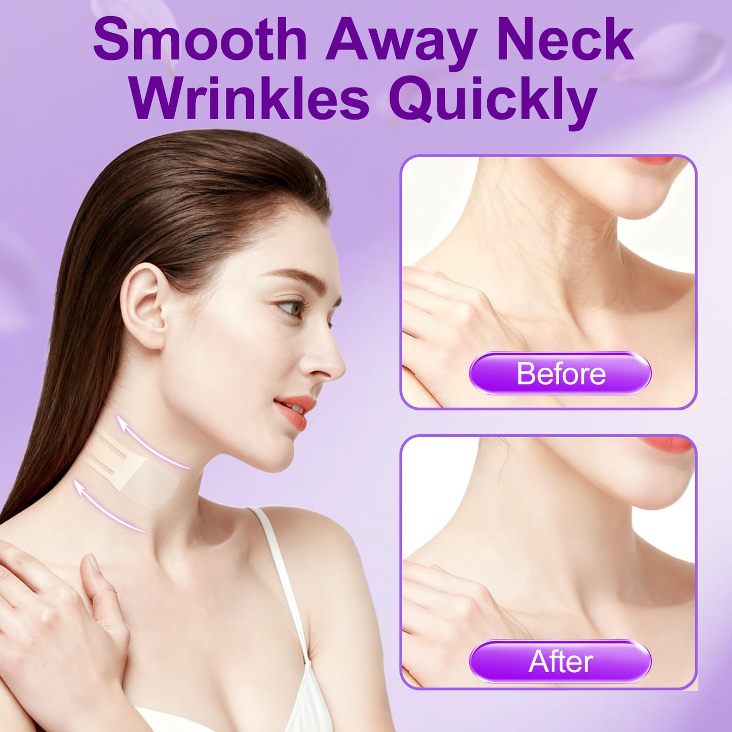 Loxbcin Neck Lift Tape Invisible, 10 PCS+4 Strips,Neck Tape Lifting Invisible,Neck Wrinkle Patches Behind,Face Lift Tapes for Women Sagging Wrinkles Turkey Double Chin