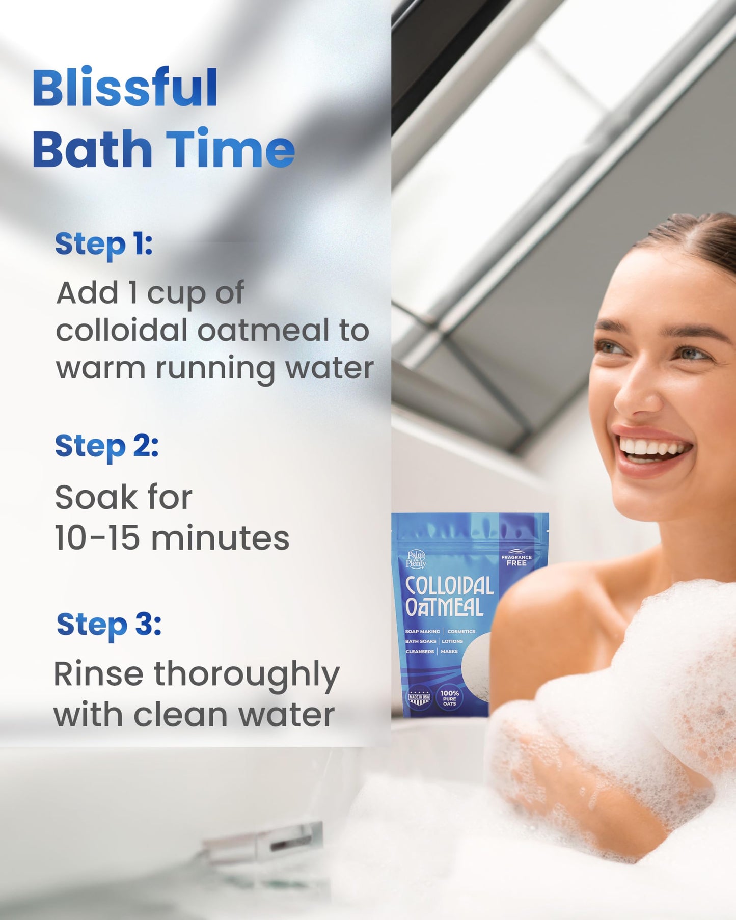 Palm and Plenty 100% Pure Colloidal Oatmeal - Unscented, DIY Bath Products, Skincare, Cosmetics, Natural Oatmeal Bath for Itching, Soothing Agent for Itchy, Irritated Skin - 2 Pack (32oz)