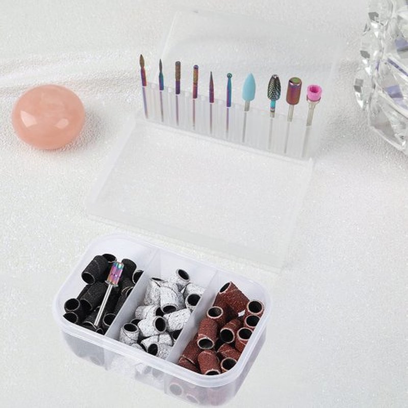 BQAN Nail Drill Bits, 10Pcs 3/32 in Carbide Professional Drill Bit Set for Nail Tech, Remove Acrylic Gel Nails, Manicure with 75Pcs File Sanding Bands (#80#120#180 Grits)