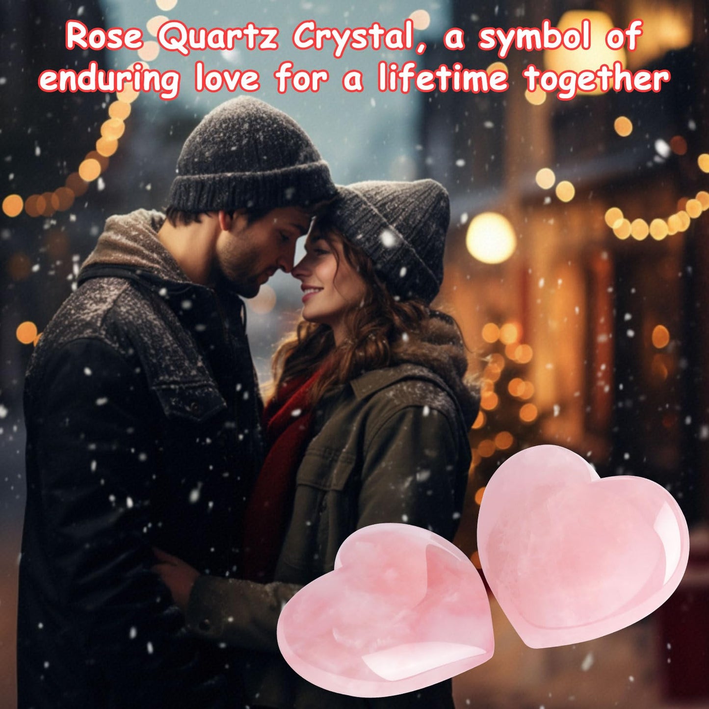 ideayard 45mm Rose Quartz Crystal, 2pcs Heart Stone Puff Heart, Love Palm Healing Stone, Reiki Crystal Gemstone Worry Stones for Anxiety Crystal