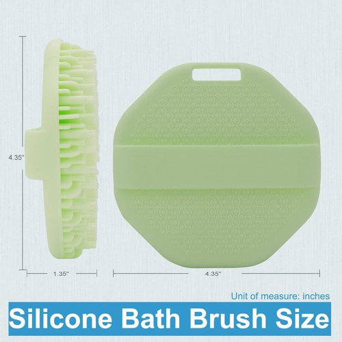 WETANG Silicone Body Scrubber, Exfoliating Body Scrubber, Shower Scrubber for Body, Non-Slip Handle for Easy Cleaning, Travel Friendly (Green)