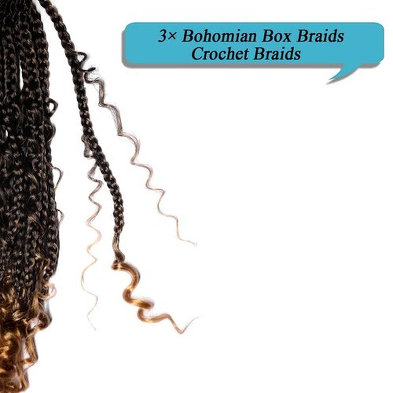 Goddess Box Braids Crochet Hair With Curly Ends 8 Packs-14 Inch Crochet Hair for Black Women Bohomian Crochet Box Braids (1b/27, 14inch)