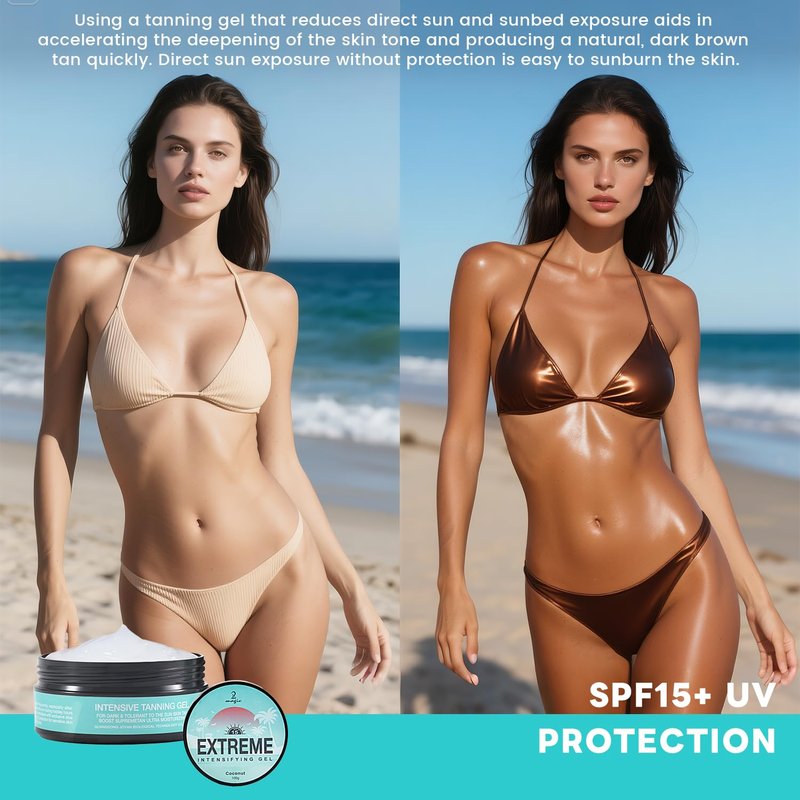 Coconut Bronzing Tanning Gel - Deep Tan Accelerator with Shea Butter & Jojoba Oil | Natural Hydrating Tanner - 100g / 3.53 oz