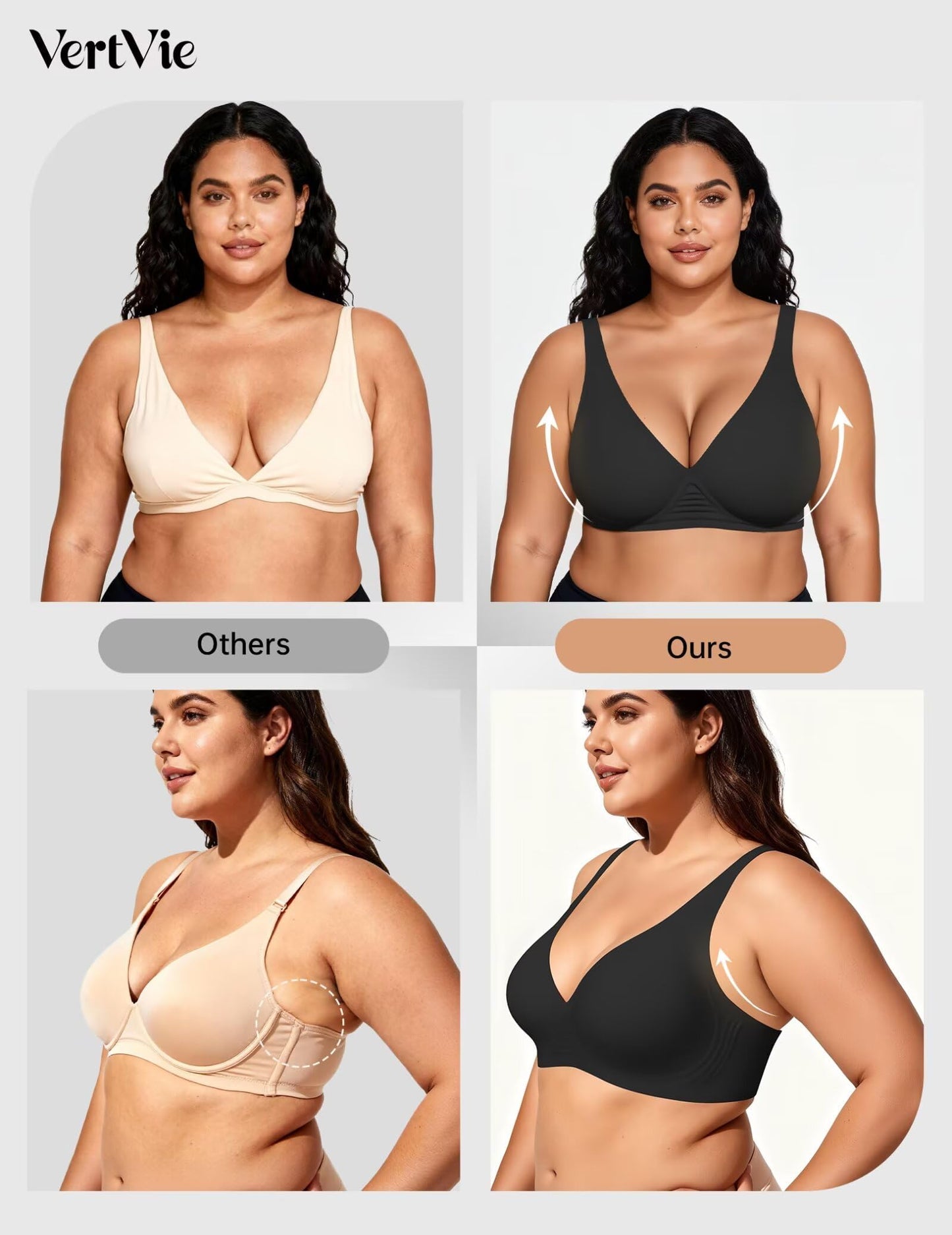 Vertvie Wireless Jelly Bras Push Up Plunge Seamless Supportive