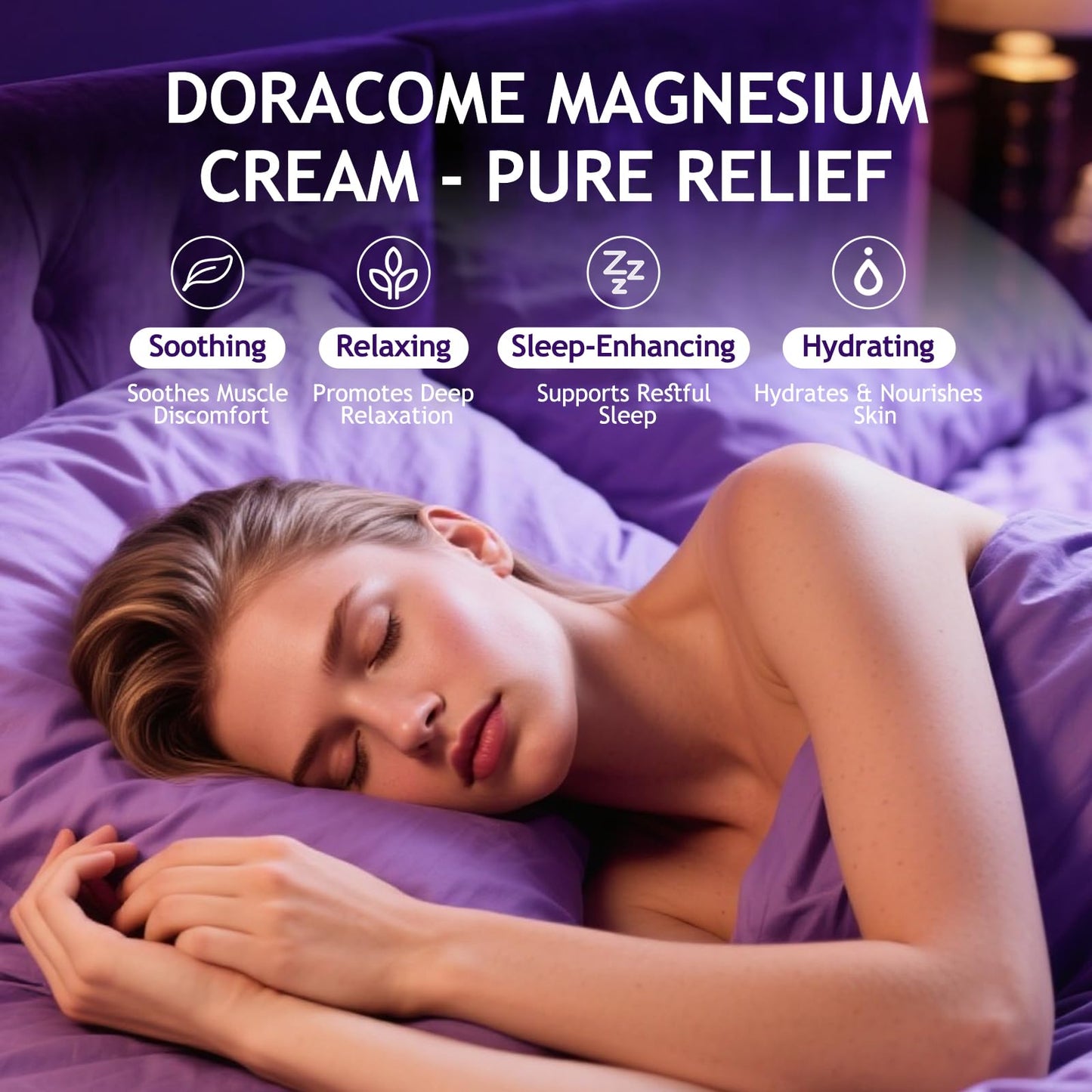 Doracome Magnesium Moisturizing Cream for Muscle Relief, Sleep Support and Stress Relief, Fast-Absorbing Formula,Skin Friendly,Lightly Scented