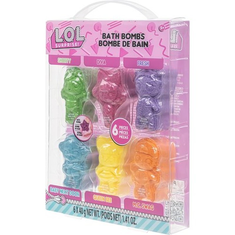 L.O.L. Surprise! 6 Piece Bath Bombs for Kids, Bubble Gum Scented, Bath Toys for Kids, Ages 3+, by Townley Girl