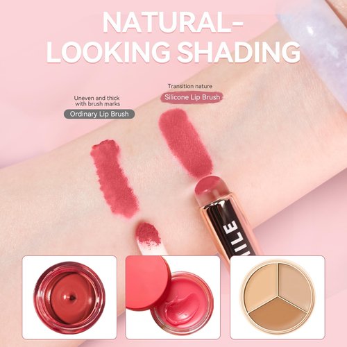 Lip Pudding Pot, Lip & Cheek Blurry Pudding Pot, Blurring Makeup Blush, Buildable Lightweight, Multi-Use Soft Matte Velvet Finish,With A Lip Pudding Pot Brush (01 meet+04 meraki)