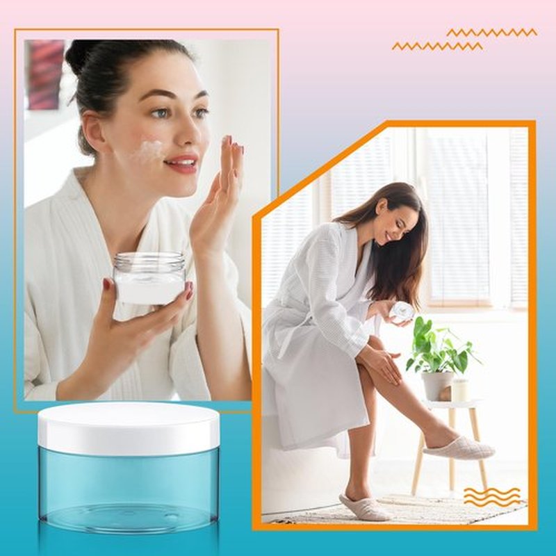 Dandat 24 Pcs Plastic Jars with Lid and Label PET Cosmetic Containers Leak Proof Empty Cosmetic Jars Refillable Storage Travel Jars for Lotion Cream Gel Powder Ointment(Clear with White Lid,8 oz)